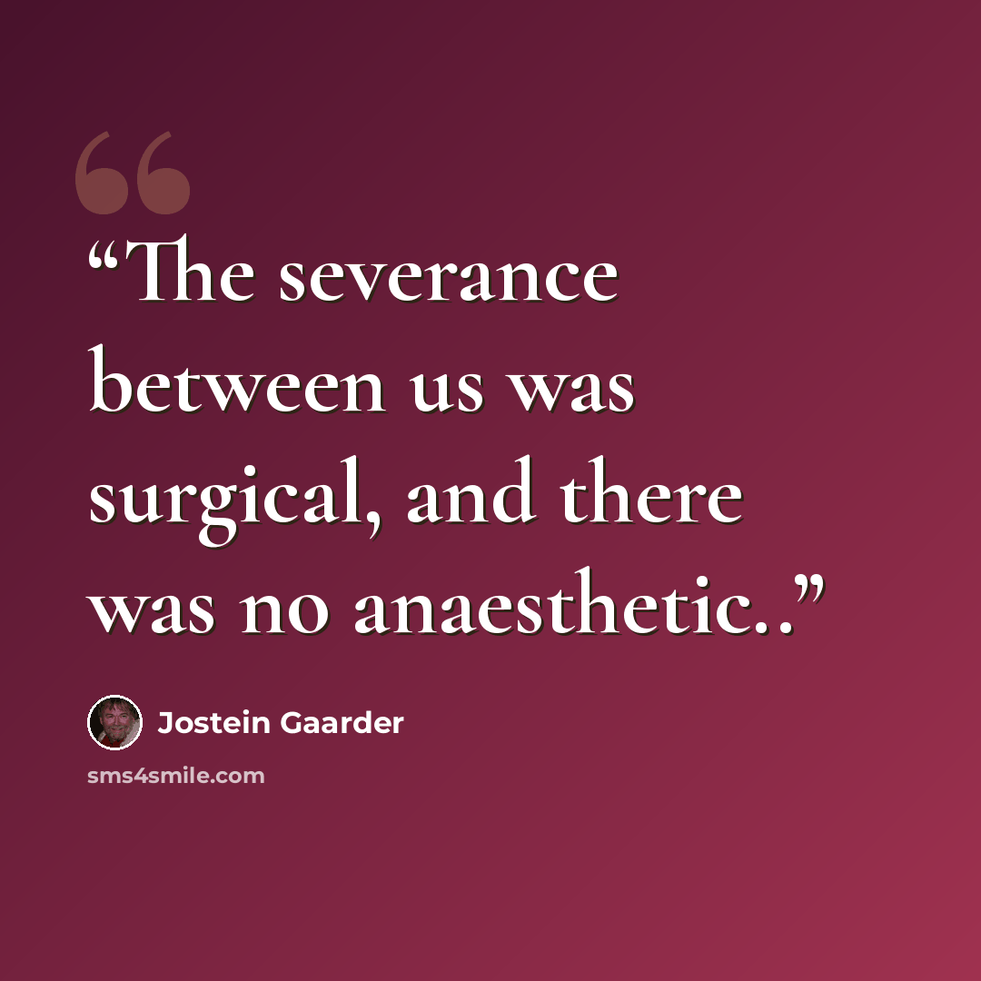 “The severance between us was surgical, and there was no anaesthetic..” quote by Jostein Gaarder