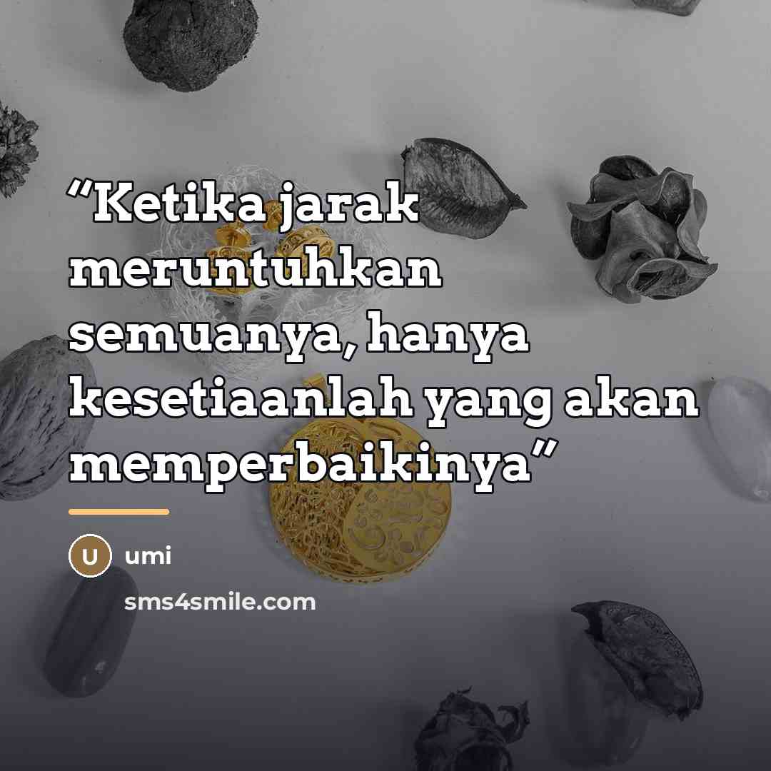 “Ketika jarak meruntuhkan semuanya, hanya kesetiaanlah yang akan memperbaikinya” quote by Umi