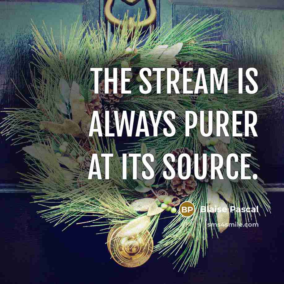 “The stream is always purer at its source.” quote by Blaise Pascal