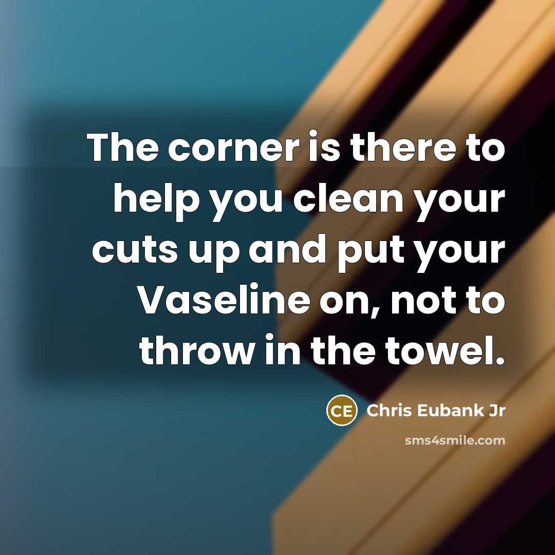 “The corner is there to help you clean your cuts up and put your Vaseline on, not to throw in the towel.” quote by Chris Eubank Jr