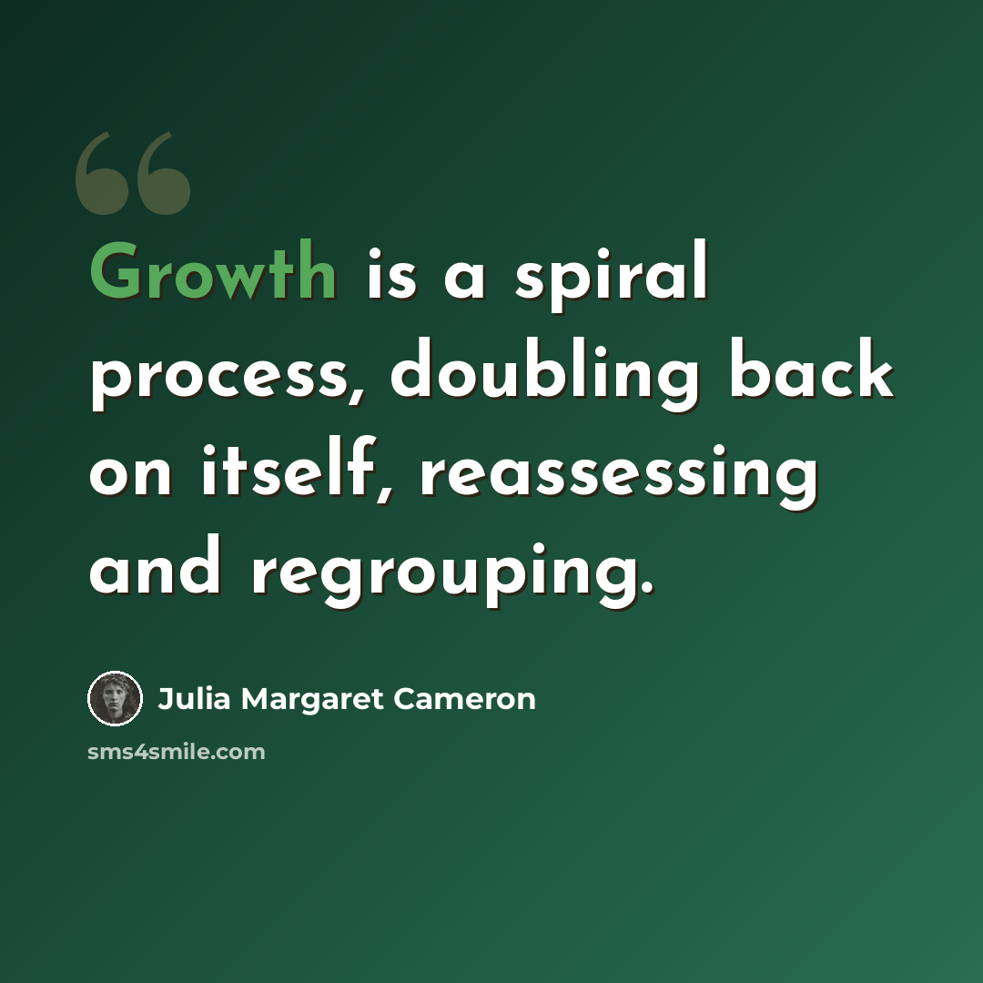 “Growth is a spiral process, doubling back on itself, reassessing and regrouping.” quote by Julia Margaret Cameron