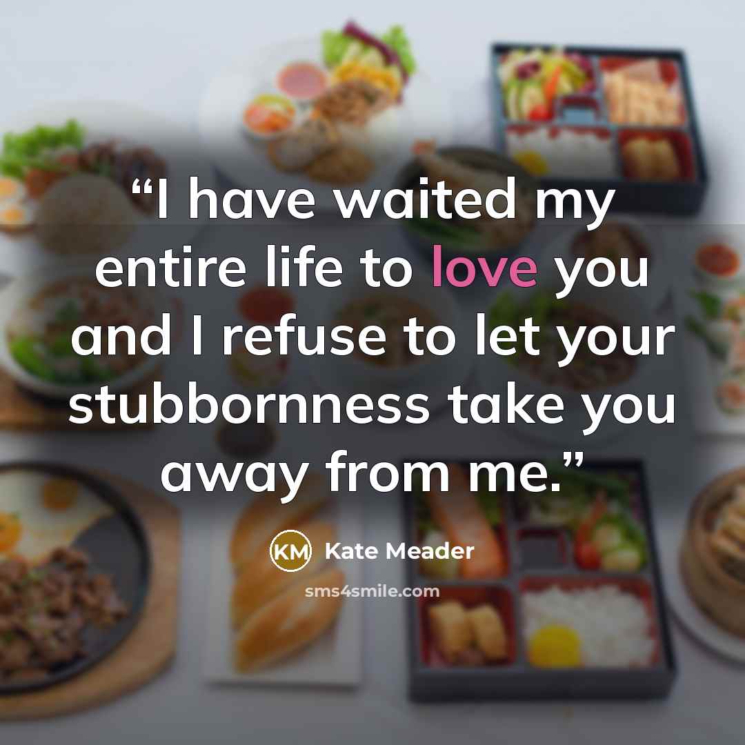 “I have waited my entire life to love you and I refuse to let your stubbornness take you away from me.” quote by Kate Meader