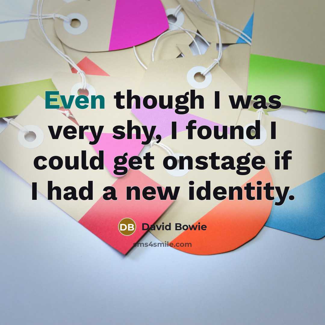 “Even though I was very shy, I found I could get onstage if I had a new identity.” quote by David Bowie