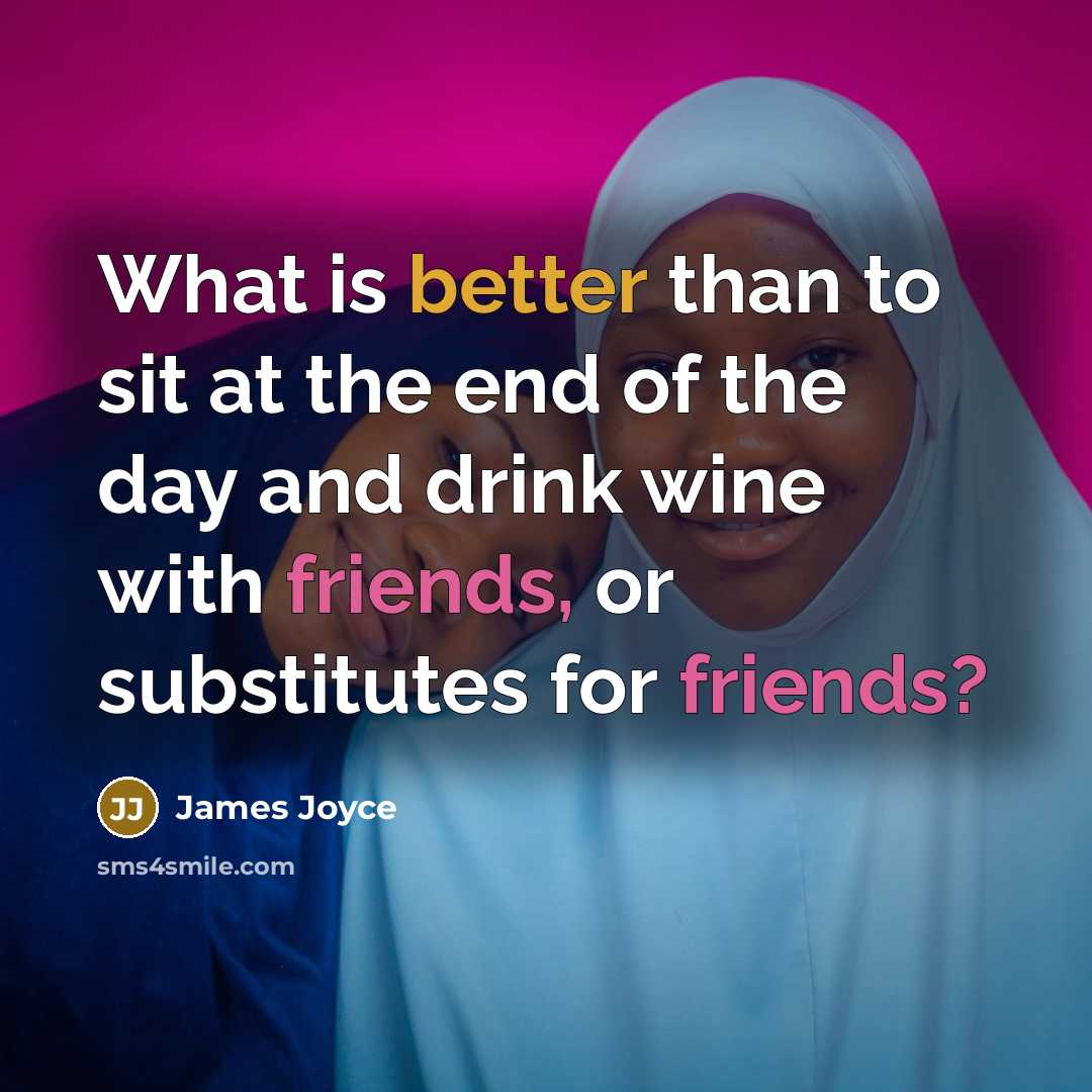 “What is better than to sit at the end of the day and drink wine with friends, or substitutes for friends?” quote by James Joyce