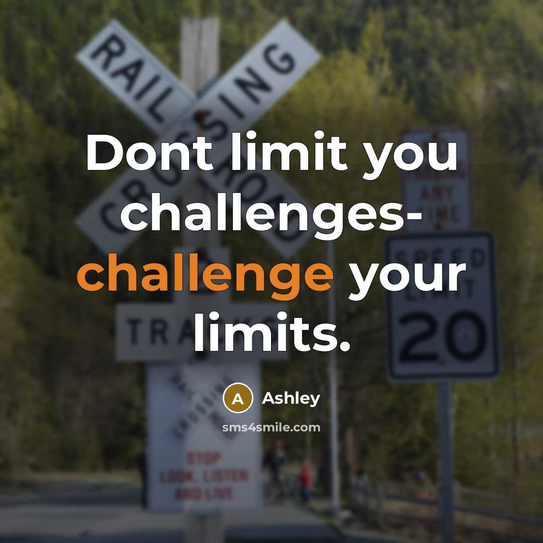 “Dont limit you challenges- challenge your limits.” quote by Ashley