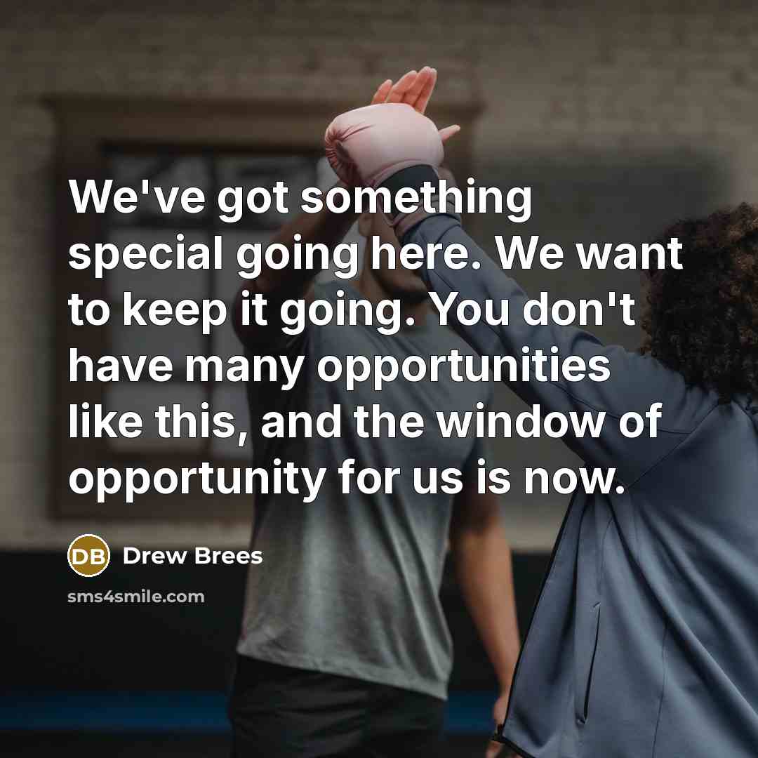 “We've got something special going here. We want to keep it going. You don't have many opportunities like this, and the window of opportunity for us is now.” quote by Drew Brees
