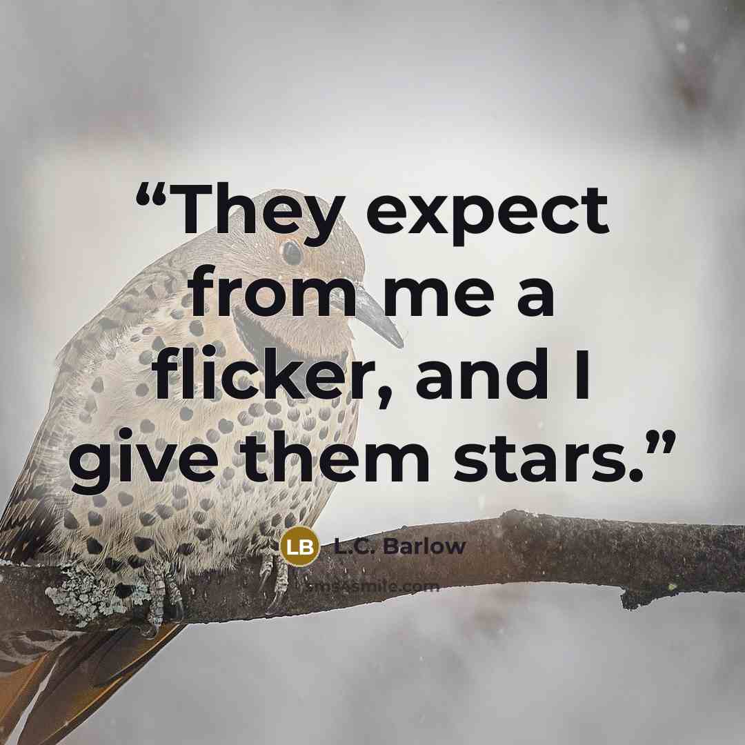 “They expect from me a flicker, and I give them stars.” quote by L.C. Barlow
