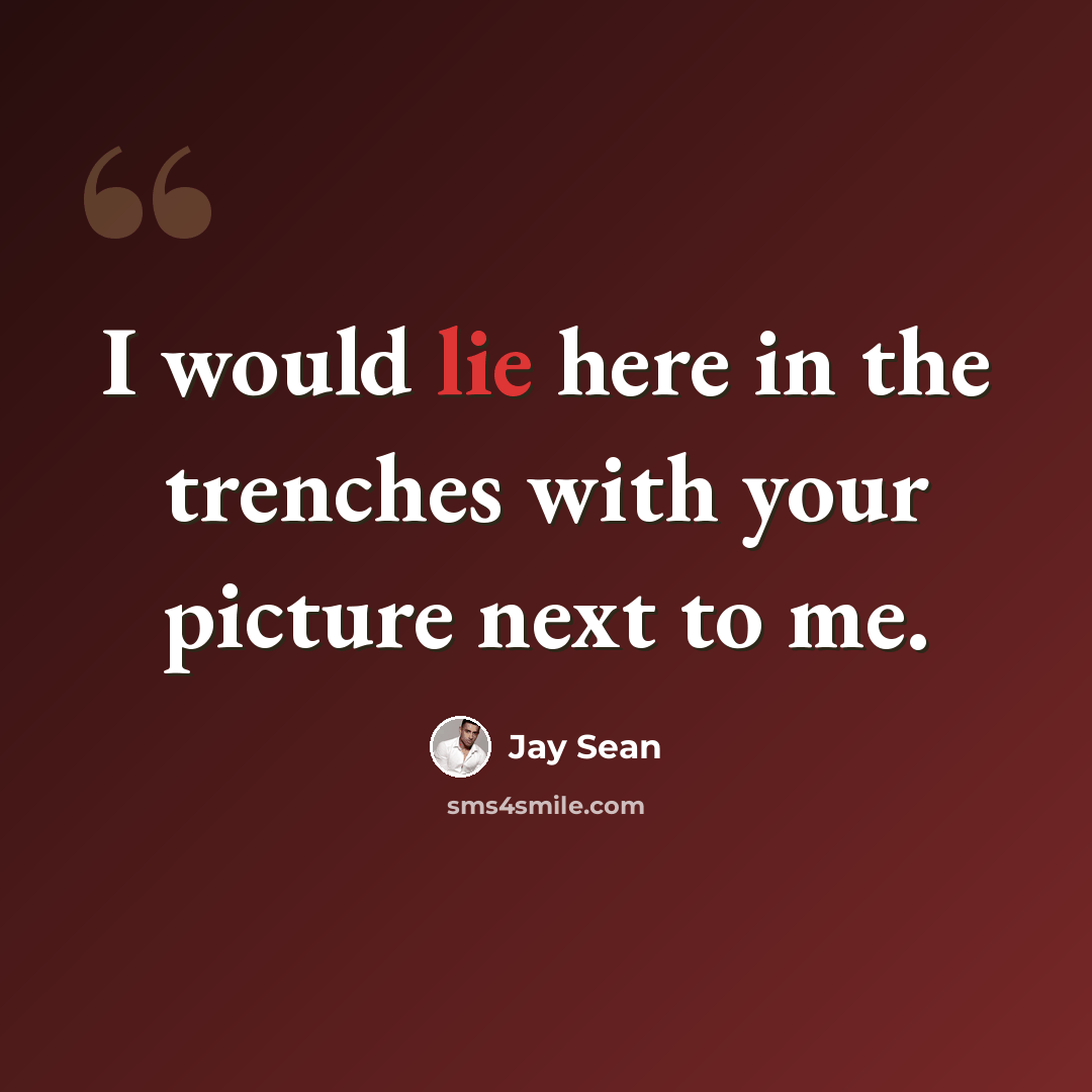 “I would lie here in the trenches with your picture next to me.” quote by Jay Sean