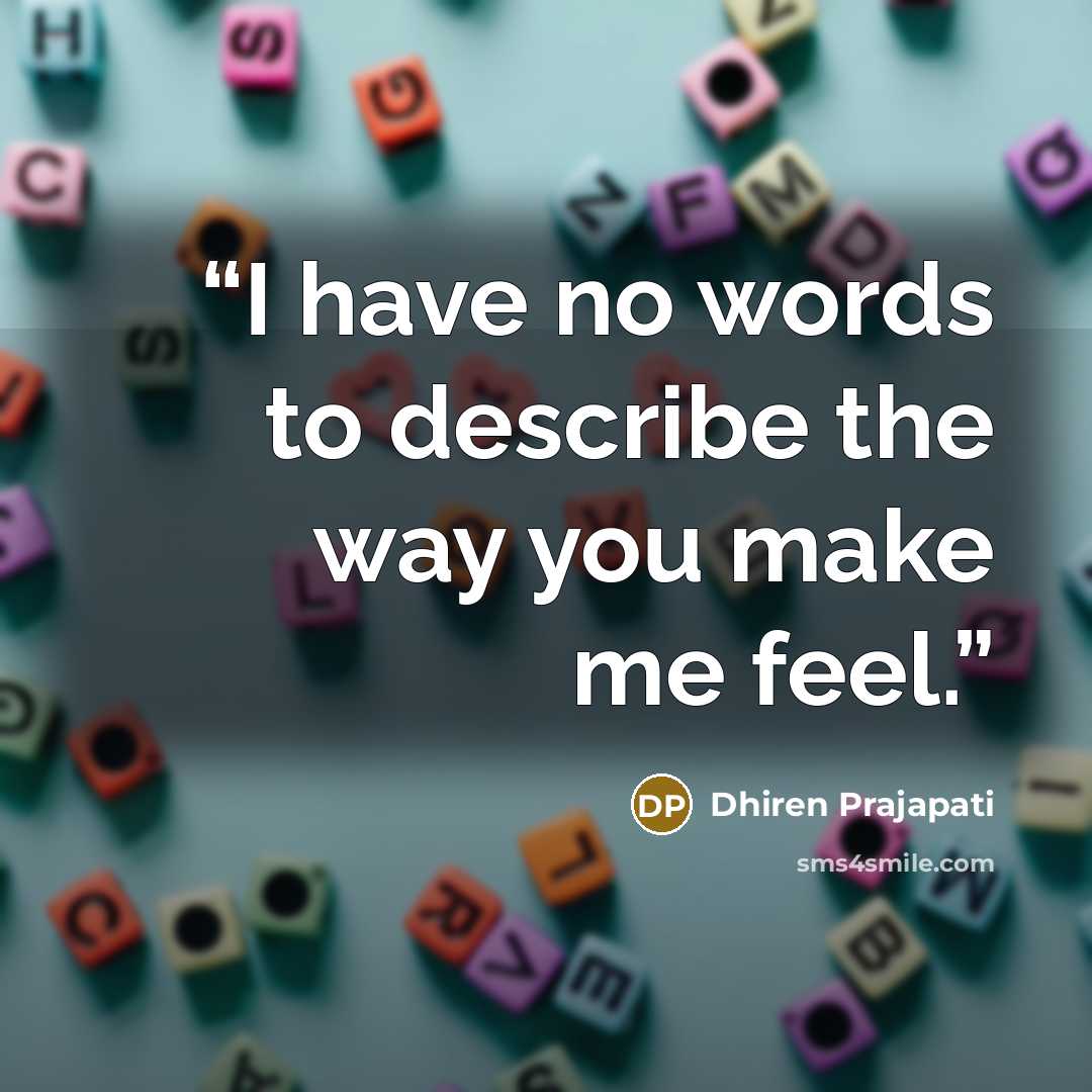 “I have no words to describe the way you make me feel.” quote by Dhiren Prajapati