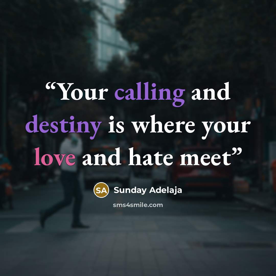“Your calling and destiny is where your love and hate meet” quote by Sunday Adelaja