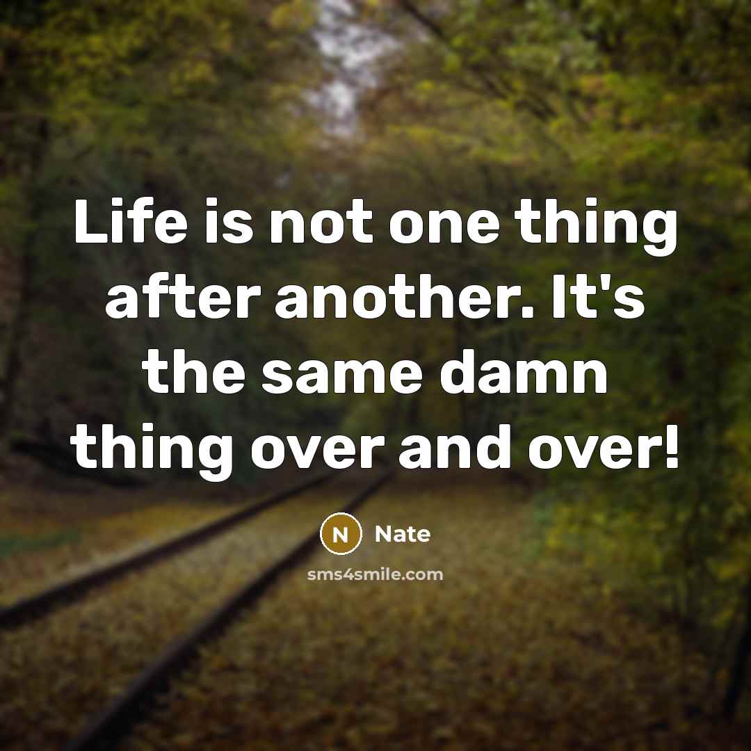 “Life is not one thing after another. It's the same damn thing over and over!” quote by Nate