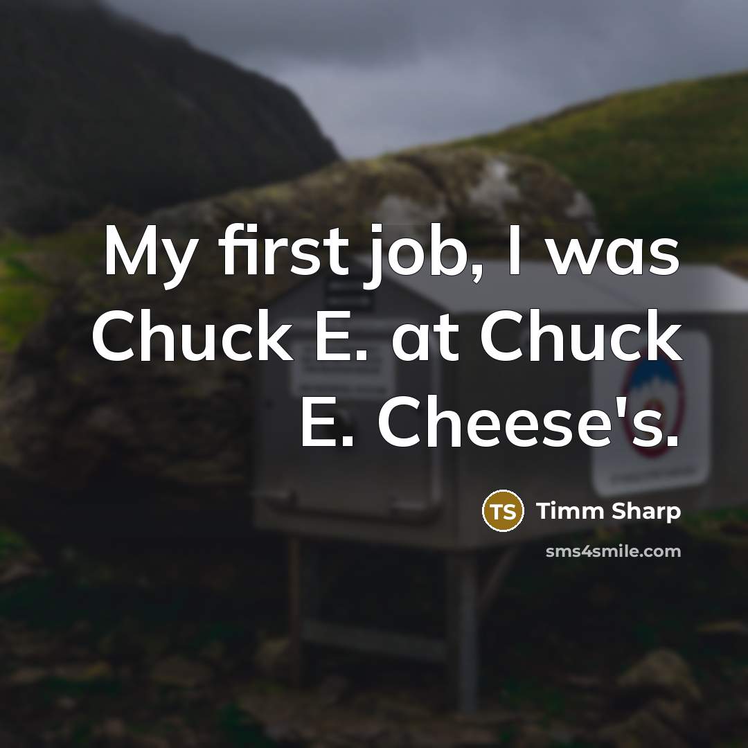 “My first job, I was Chuck E. at Chuck E. Cheese's.” quote by Timm Sharp