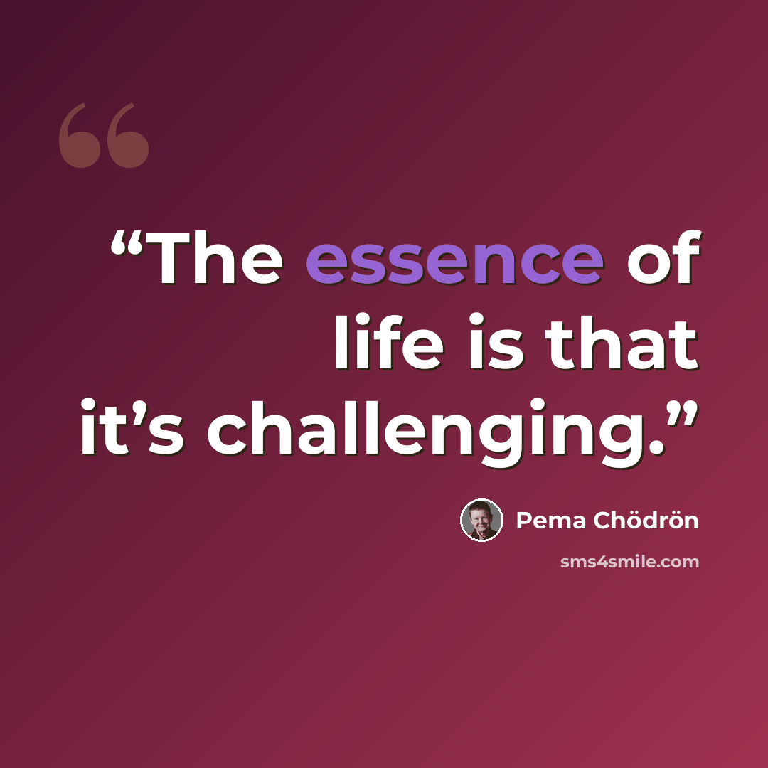 “The essence of life is that it’s challenging.” quote by Pema Chödrön