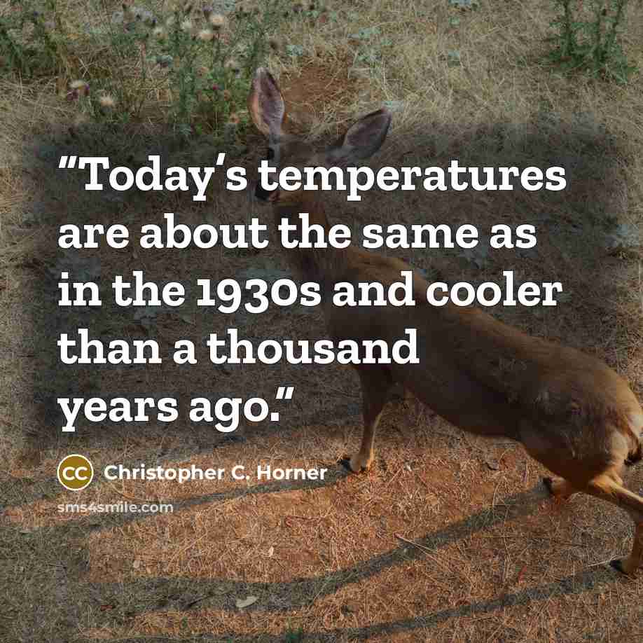 “Today’s temperatures are about the same as in the 1930s and cooler than a thousand years ago.” quote by Christopher C. Horner