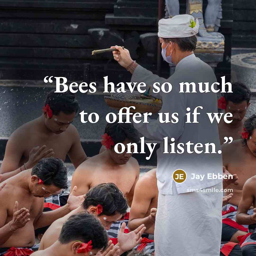 “Bees have so much to offer us if we only listen.” quote by Jay Ebben