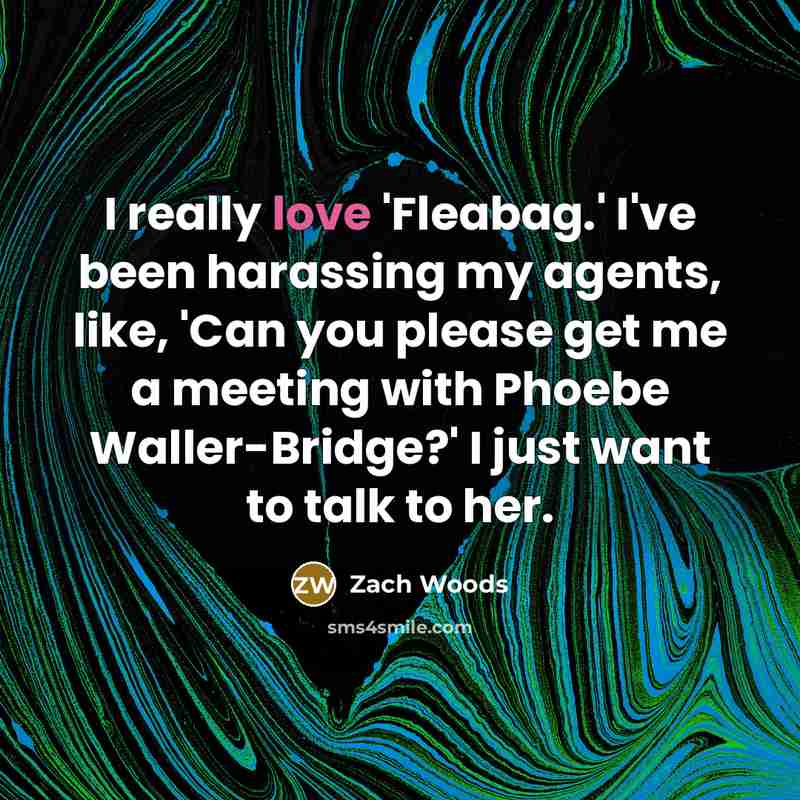 “I really love 'Fleabag.' I've been harassing my agents, like, 'Can you please get me a meeting with Phoebe Waller-Bridge?' I just want to talk to her.” quote by Zach Woods
