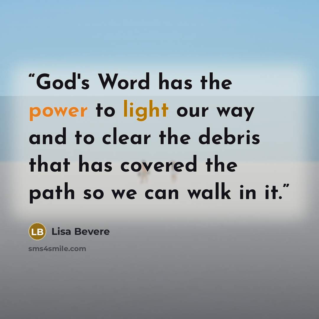 “God's Word has the power to light our way and to clear the debris that has covered the path so we can walk in it.” quote by Lisa Bevere