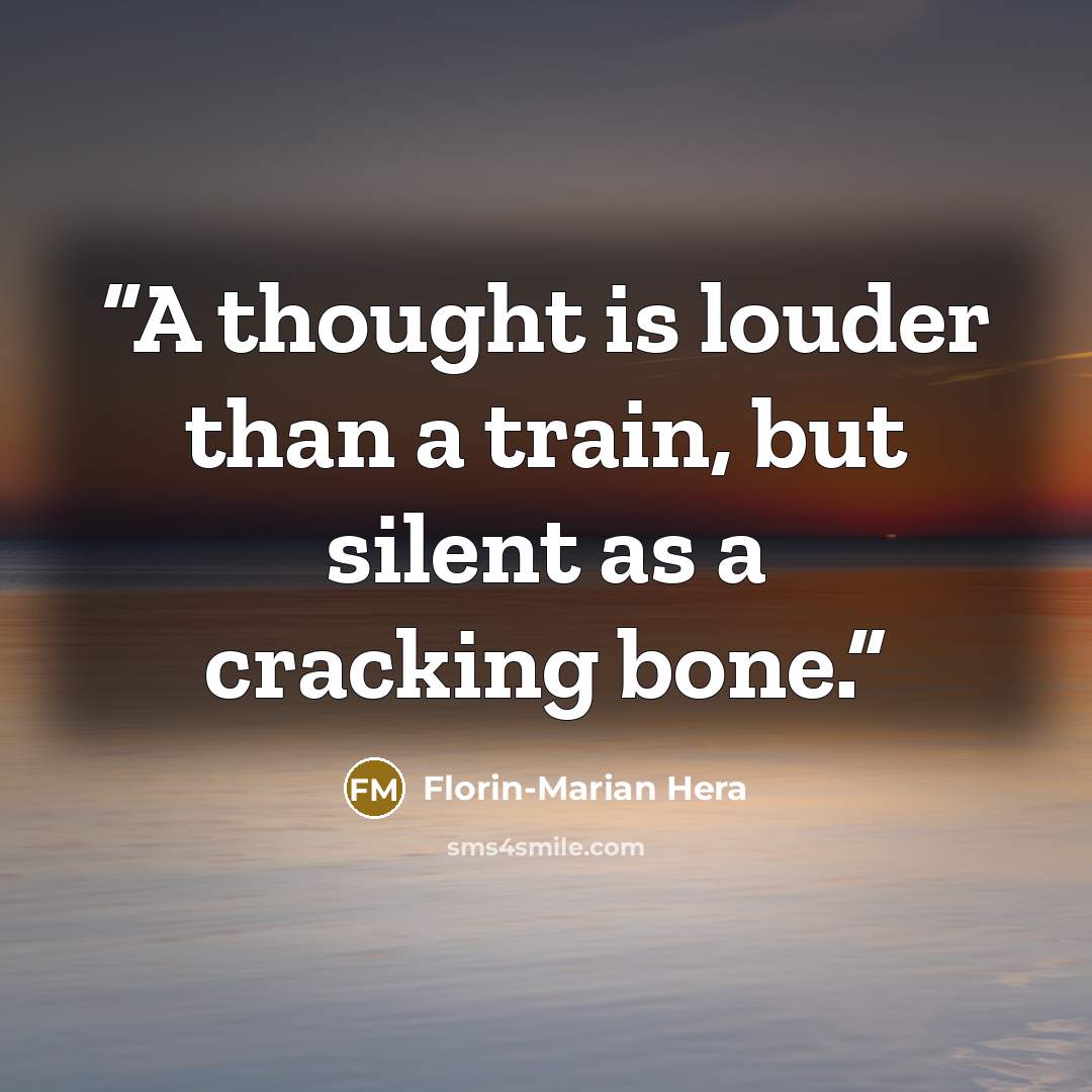 “A thought is louder than a train, but silent as a cracking bone.” quote by Florin-Marian Hera