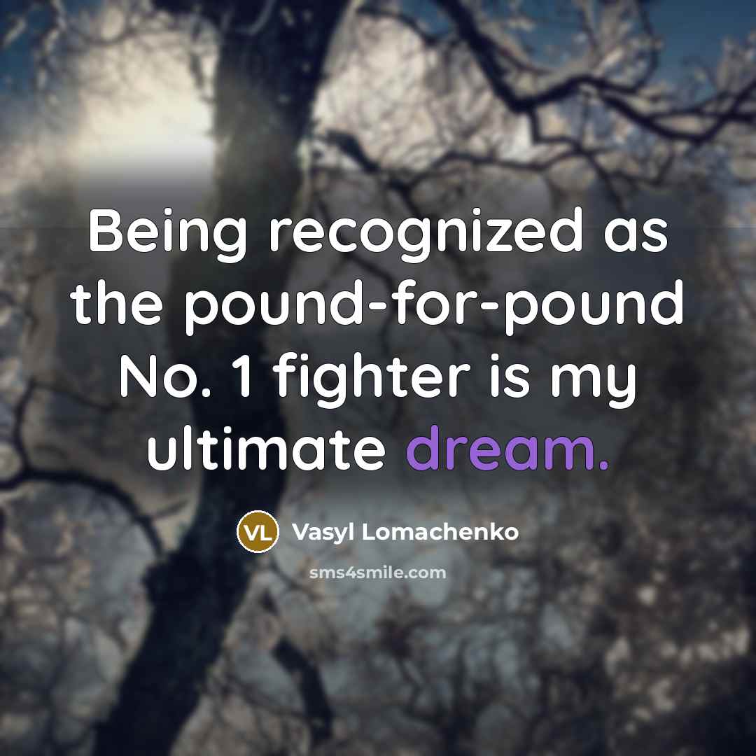 “Being recognized as the pound-for-pound No. 1 fighter is my ultimate dream.” quote by Vasyl Lomachenko