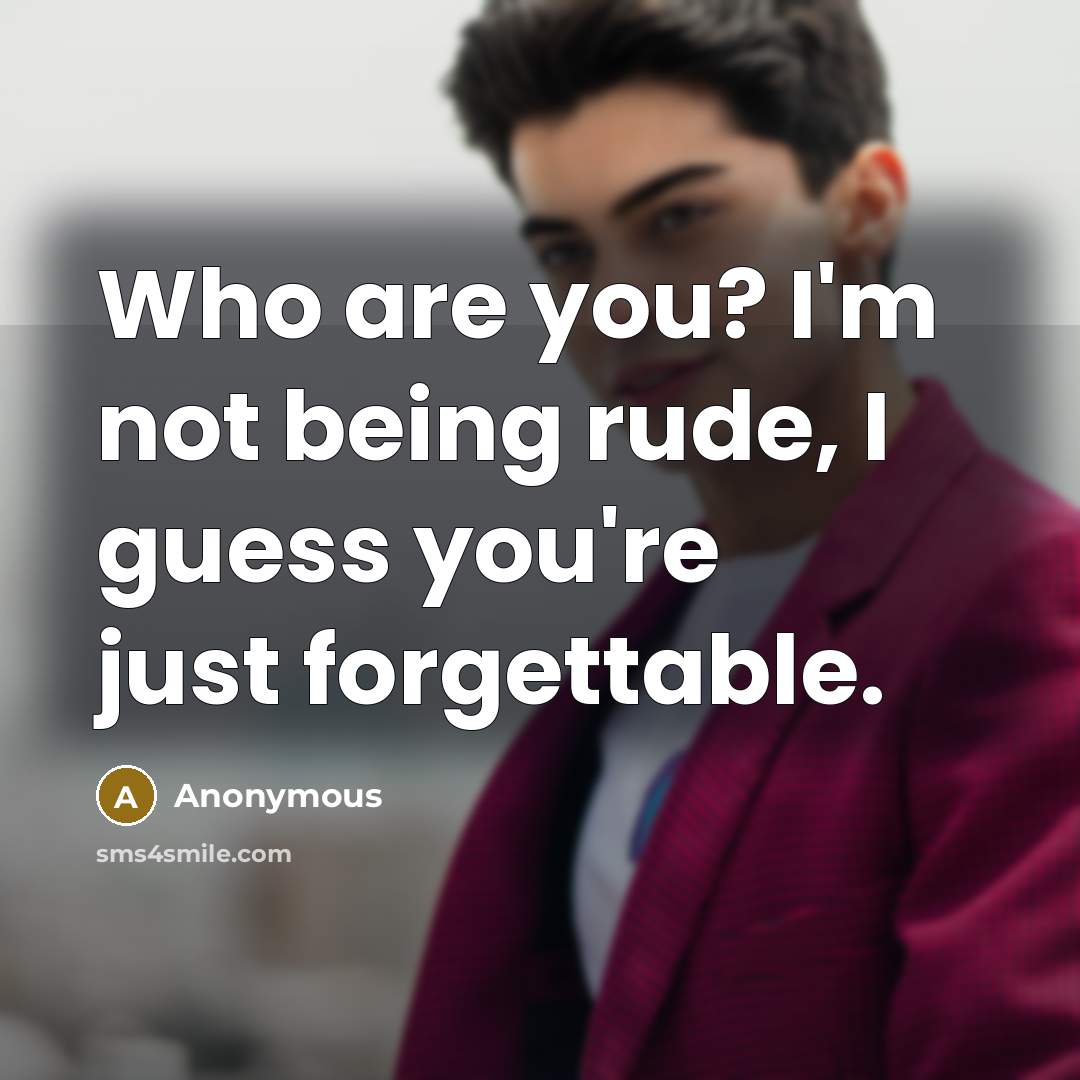 “Who are you? I'm not being rude, I guess you're just forgettable.” quote by Anonymous