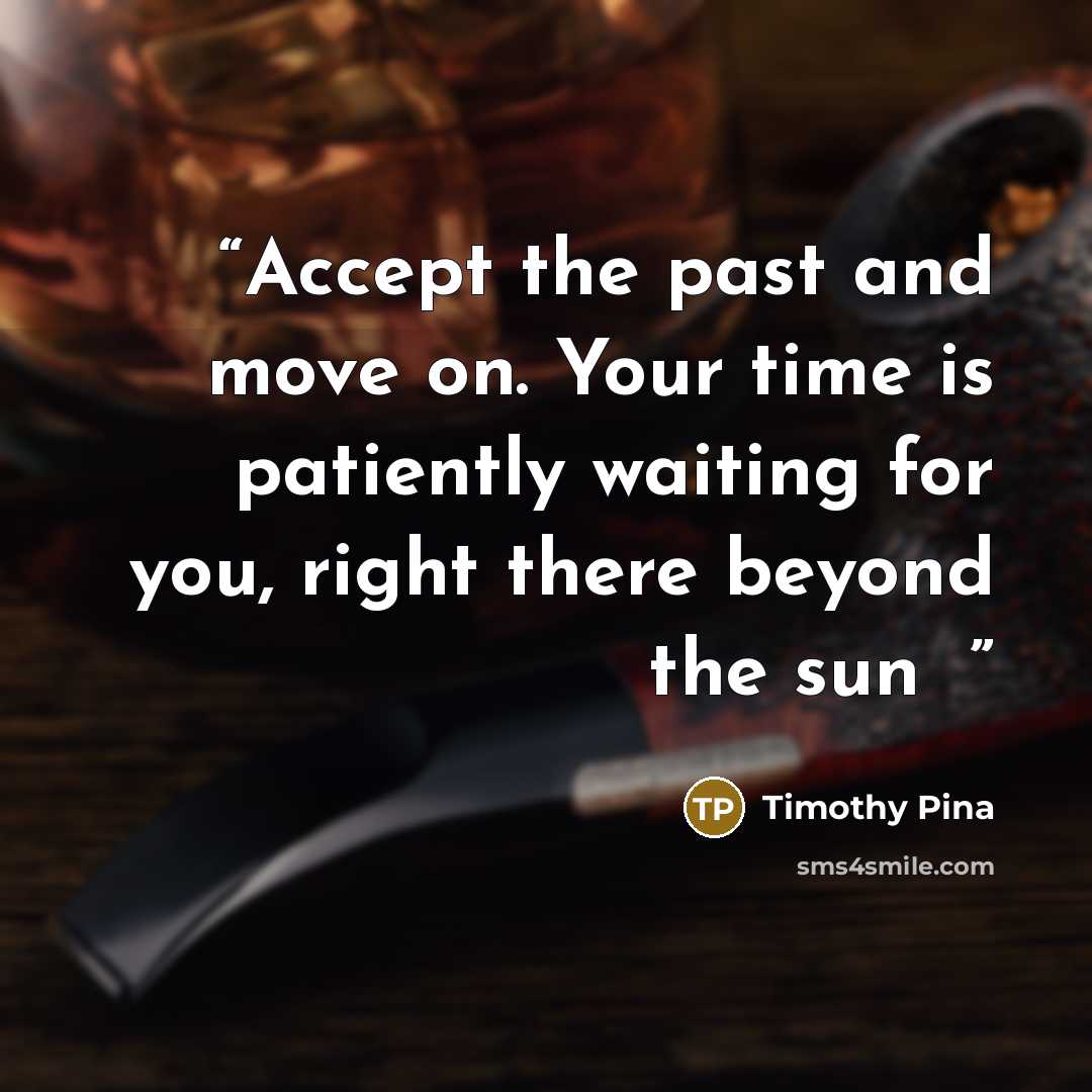 “Accept the past and move on. Your time is patiently waiting for you, right there beyond the sun ✌️” quote by Timothy Pina