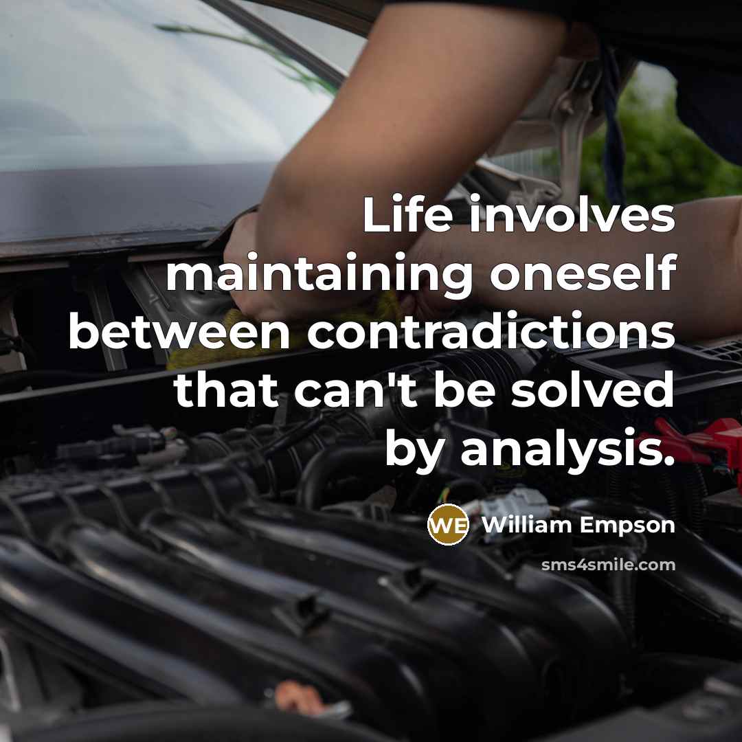“Life involves maintaining oneself between contradictions that can't be solved by analysis.” quote by William Empson