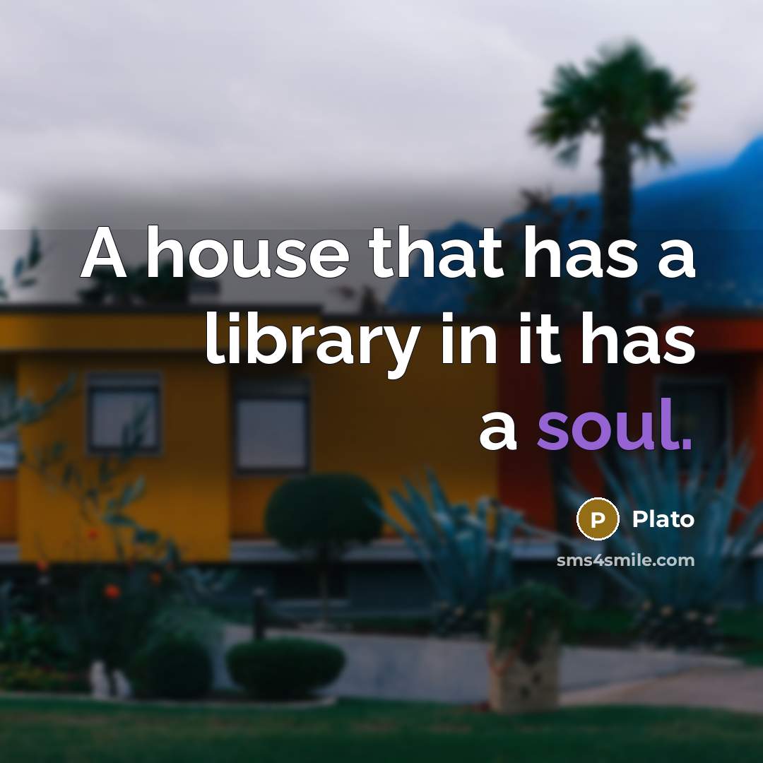 “A house that has a library in it has a soul.” quote by Plato