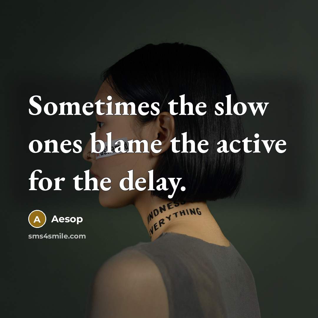 “Sometimes the slow ones blame the active for the delay.” quote by Aesop