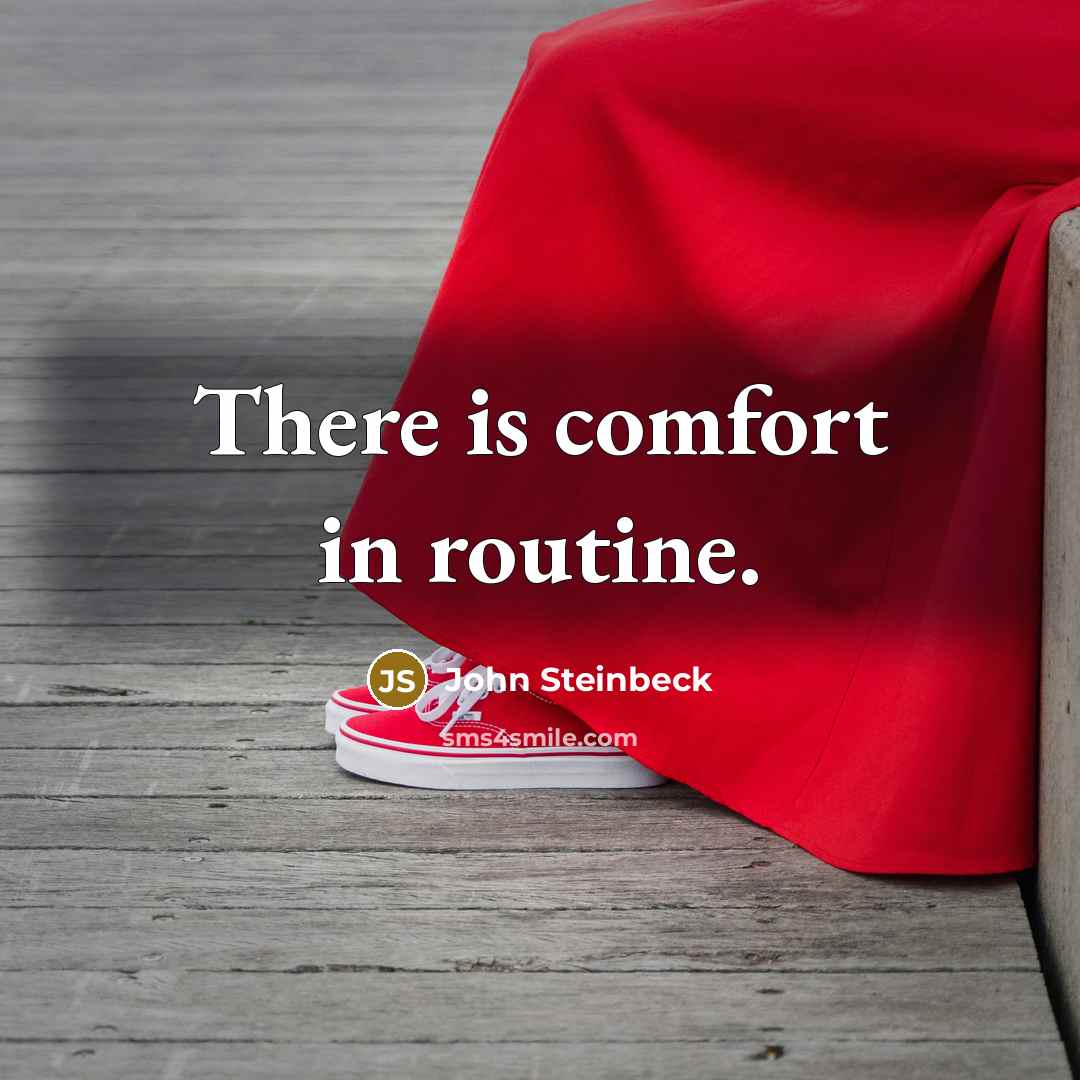 “There is comfort in routine.” quote by John Steinbeck