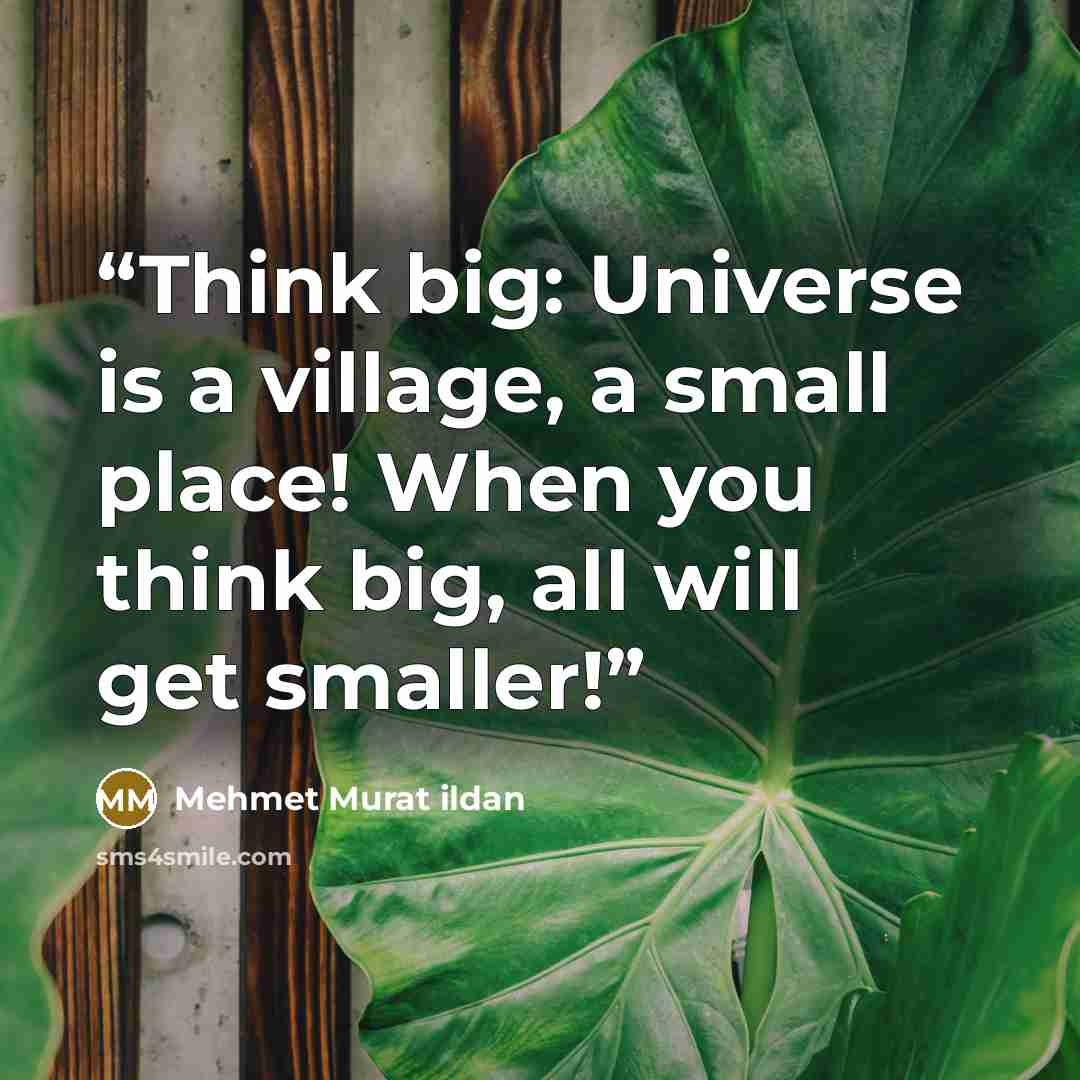 “Think big: Universe is a village, a small place! When you think big, all will get smaller!” quote by Mehmet Murat Ildan
