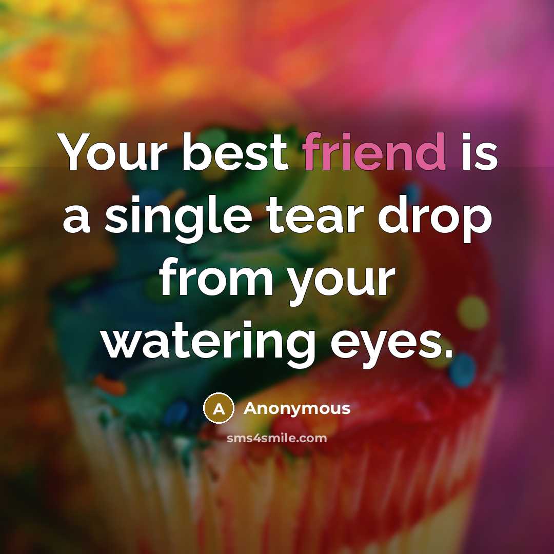 “Your best friend is a single tear drop from your watering eyes.” quote by Anonymous