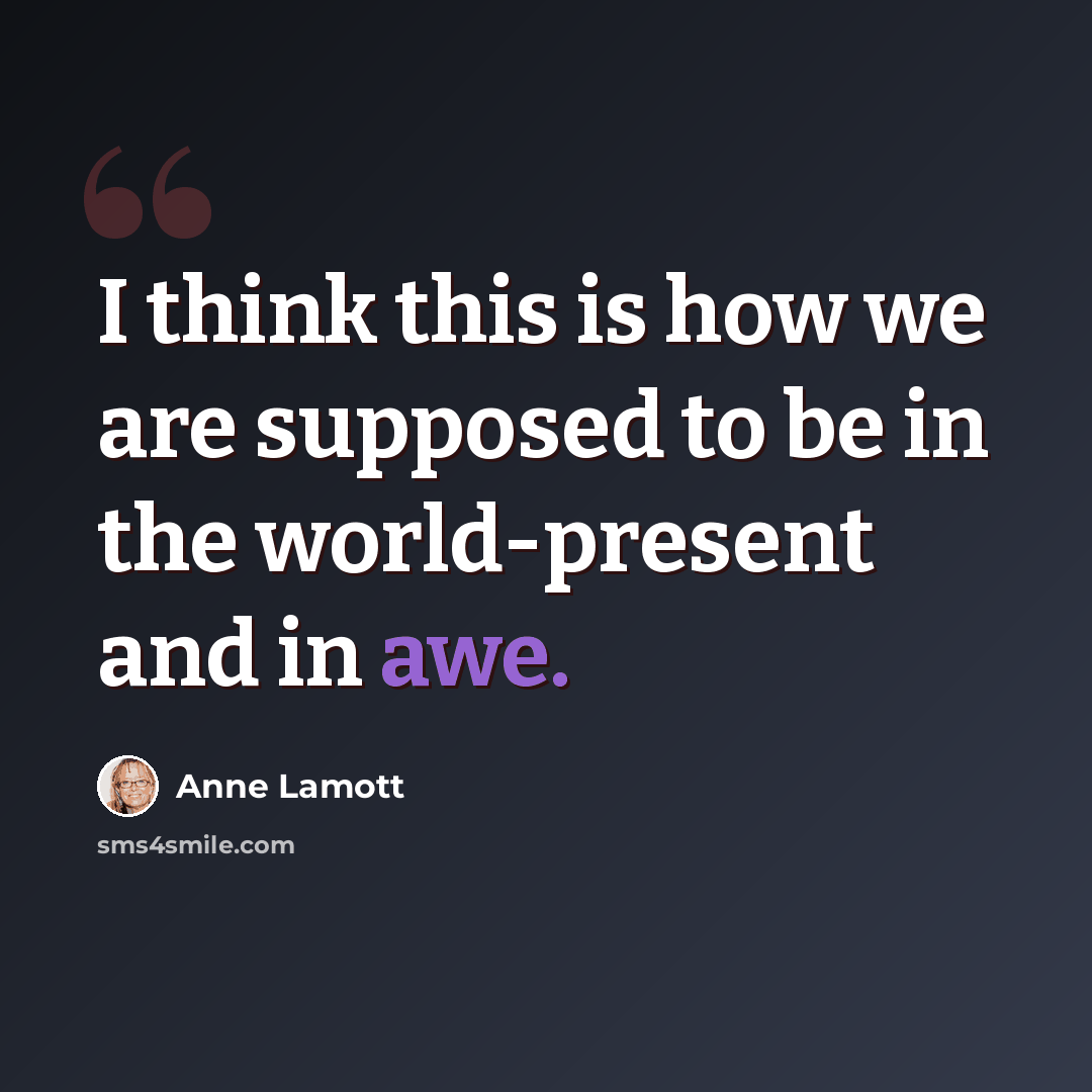 “I think this is how we are supposed to be in the world-present and in awe.” quote by Anne Lamott