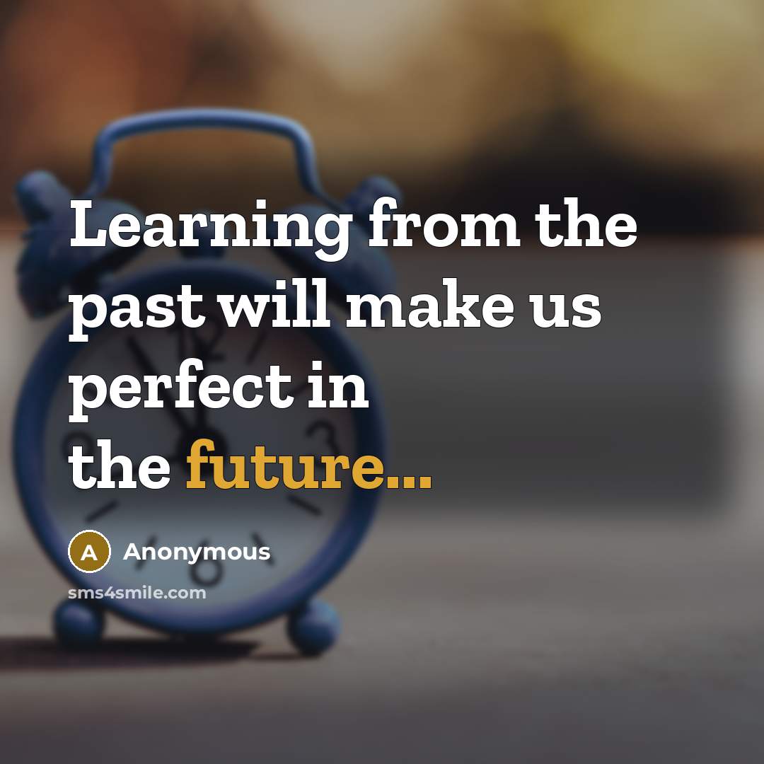 “Learning from the past will make us perfect in the future...” quote by Anonymous