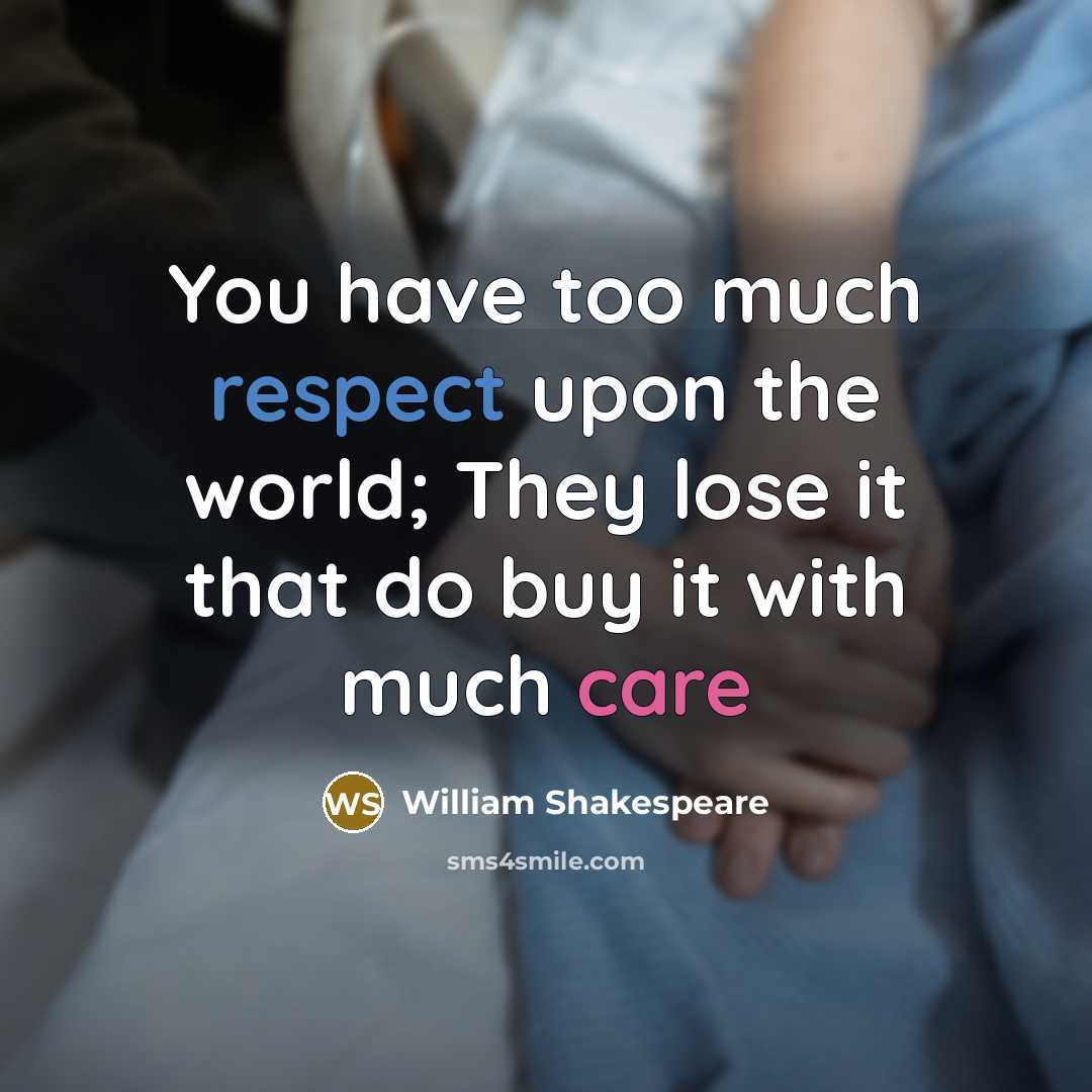 “You have too much respect upon the world; They lose it that do buy it with much care” quote by William Shakespeare