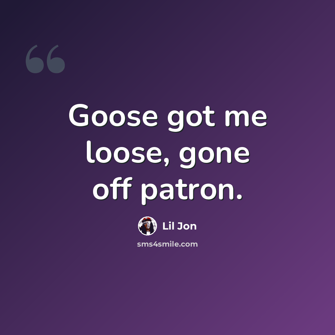 “Goose got me loose, gone off patron.” quote by Lil Jon