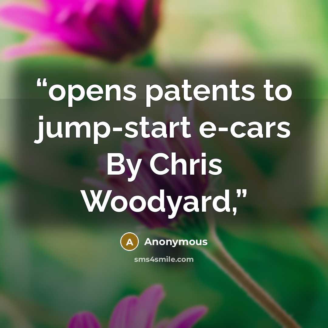 “opens patents to jump-start e-cars By Chris Woodyard,” quote by Anonymous