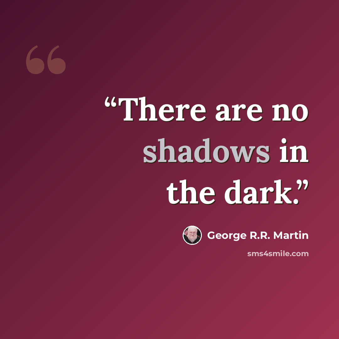 “There are no shadows in the dark.” quote by George R.R. Martin