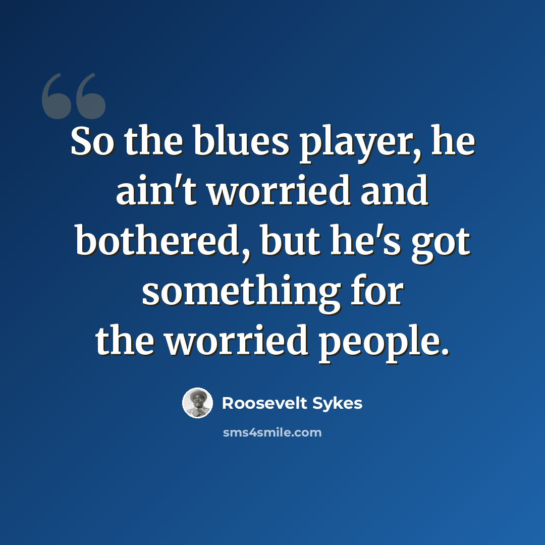 “So the blues player, he ain't worried and bothered, but he's got something for the worried people.” quote by Roosevelt Sykes
