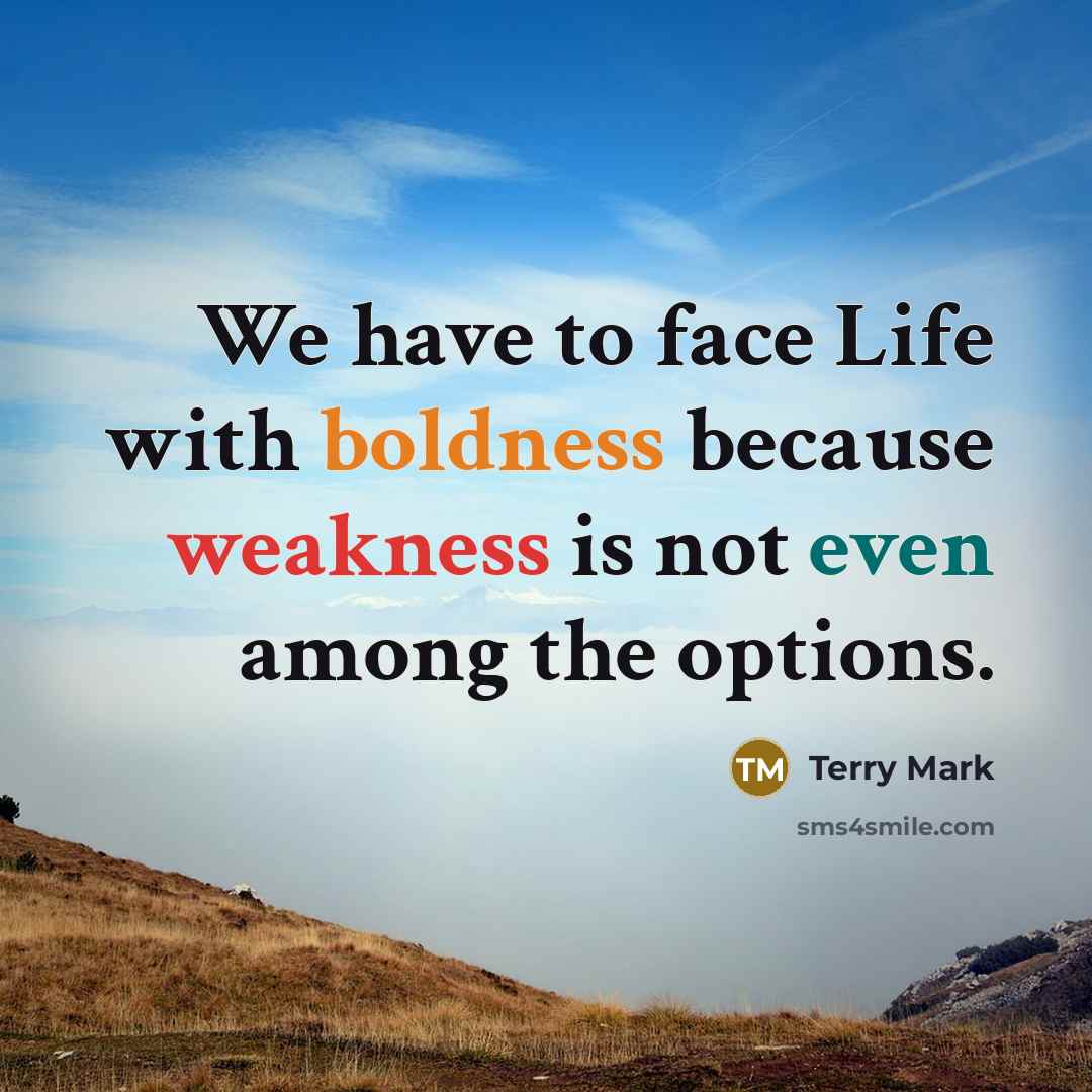 “We have to face Life with boldness because weakness is not even among the options.” quote by Terry Mark