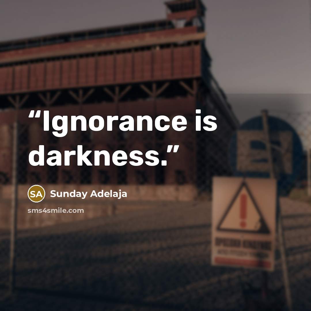 “Ignorance is darkness.” quote by Sunday Adelaja