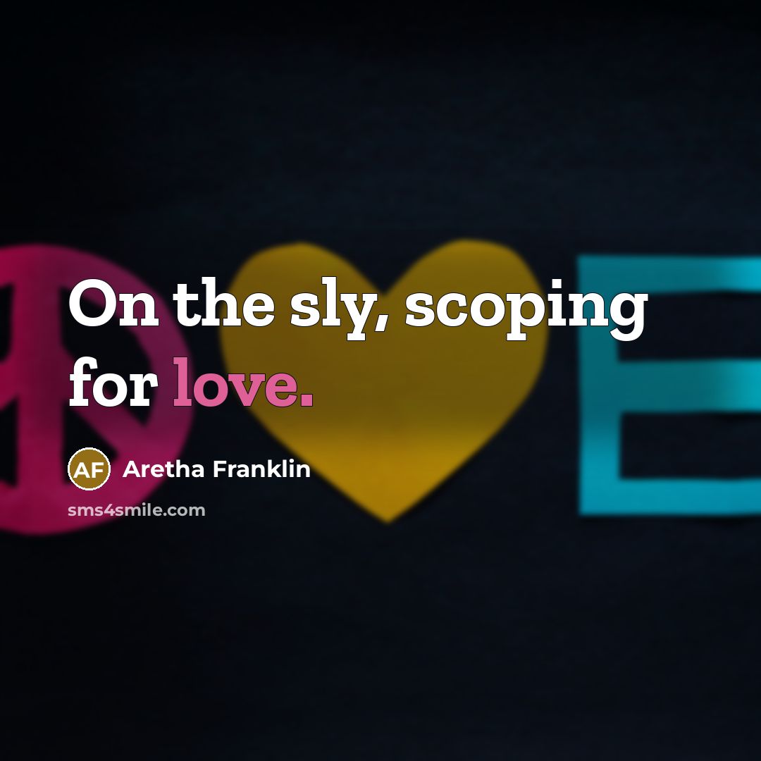 “On the sly, scoping for love.” quote by Aretha Franklin
