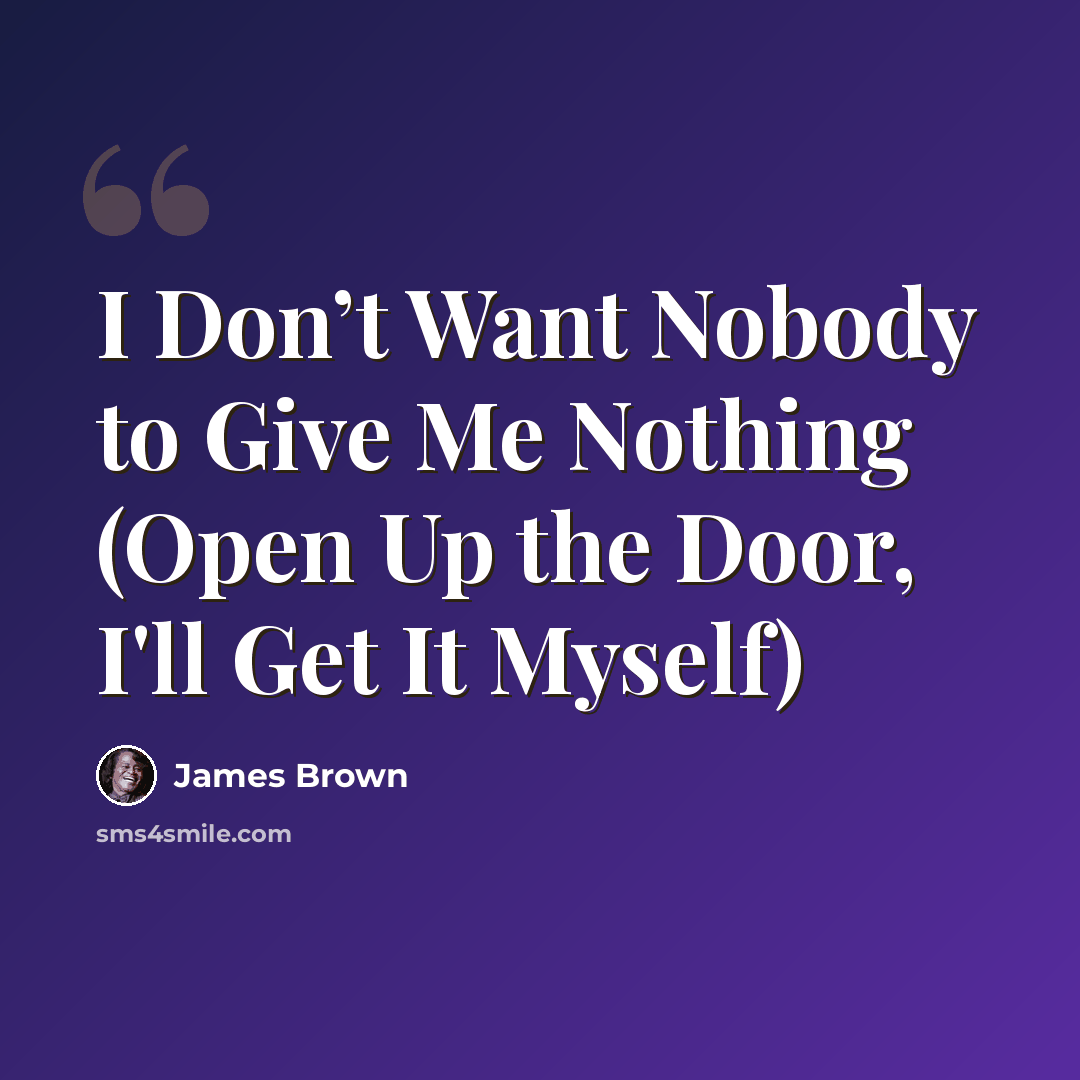 “I Don’t Want Nobody to Give Me Nothing (Open Up the Door, I'll Get It Myself)” quote by James Brown