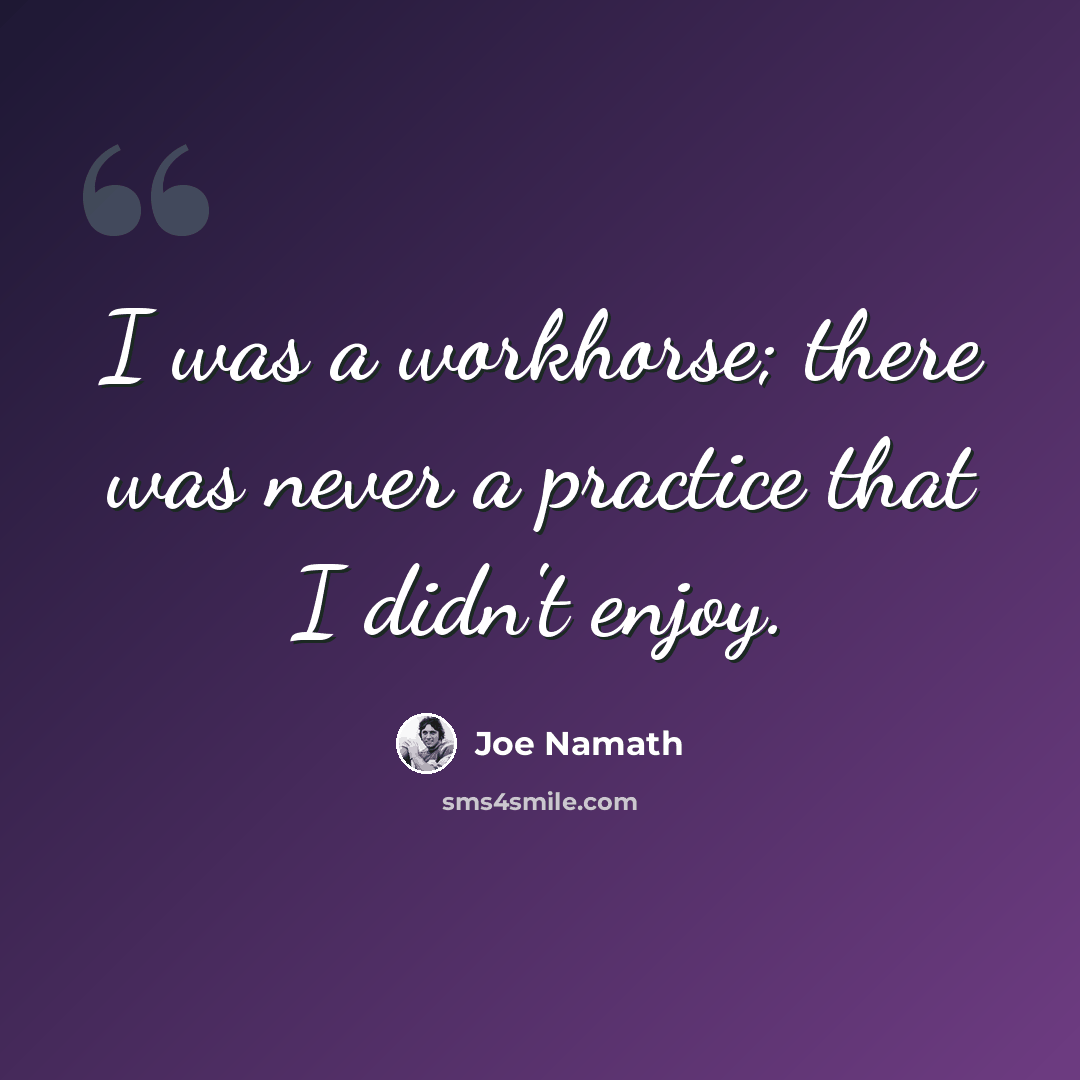 “I was a workhorse; there was never a practice that I didn't enjoy.” quote by Joe Namath