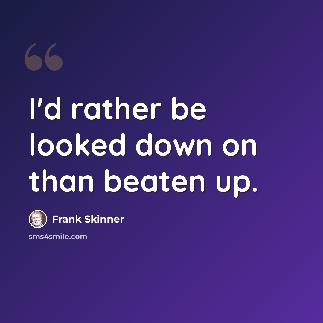 “I'd rather be looked down on than beaten up.” quote by Frank Skinner