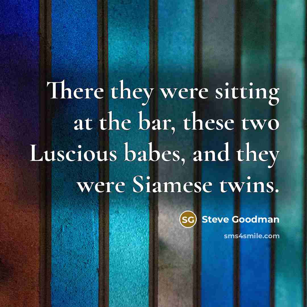 “There they were sitting at the bar, these two Luscious babes, and they were Siamese twins.” quote by Steve Goodman