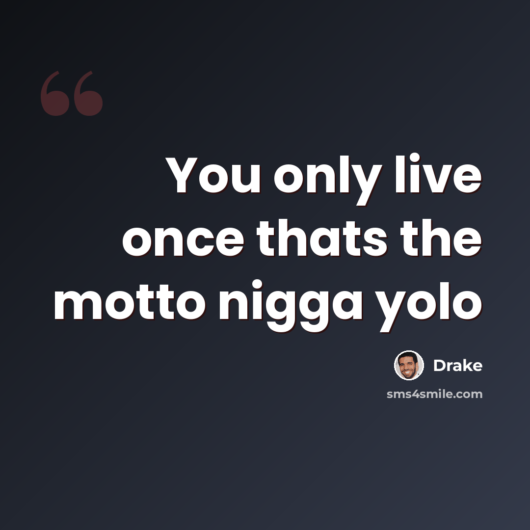 “You only live once thats the motto nigga yolo” quote by Drake