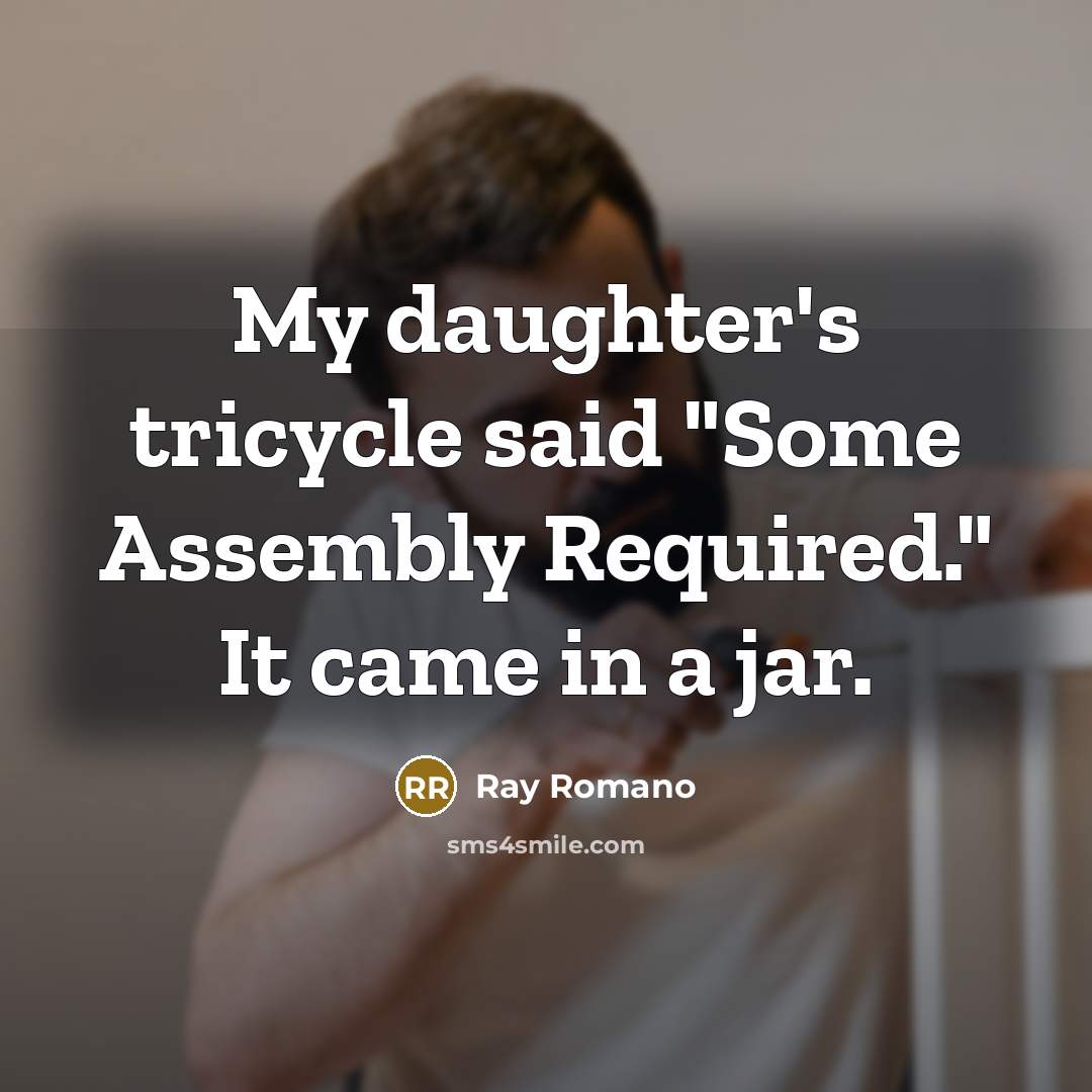 “My daughter's tricycle said "Some Assembly Required." It came in a jar.” quote by Ray Romano