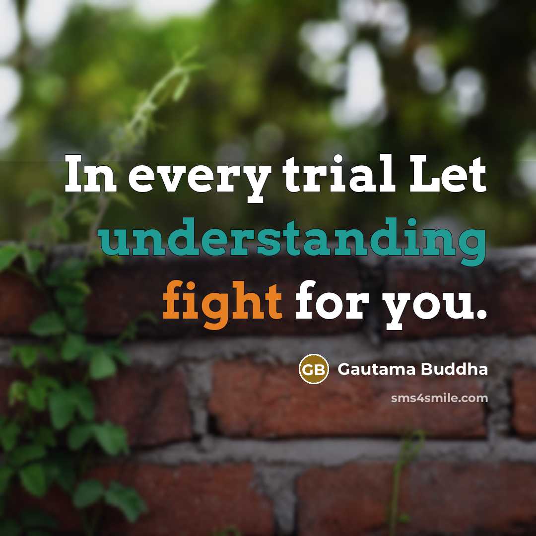 “In every trial Let understanding fight for you.” quote by Gautama Buddha