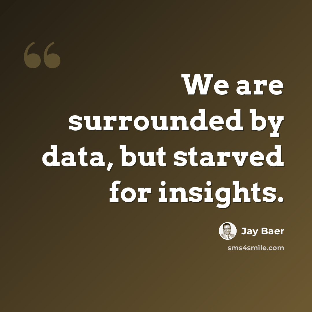 “We are surrounded by data, but starved for insights.” quote by Jay Baer