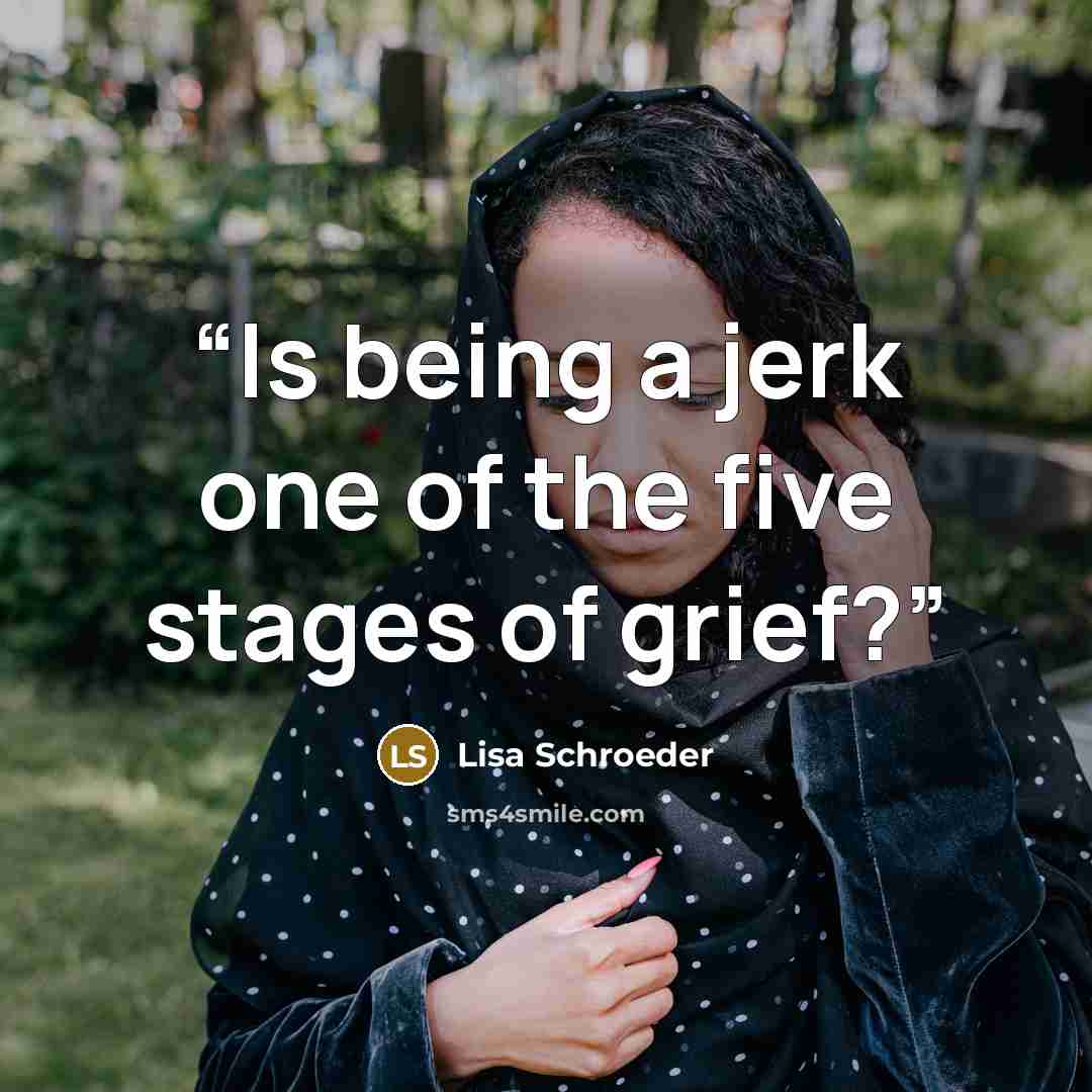 “Is being a jerk one of the five stages of grief?” quote by Lisa Schroeder
